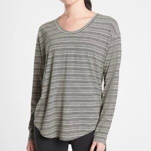 Athleta Cloudlight Stratus Shirt Women's Medium Long SleeveStriped Pullover Top